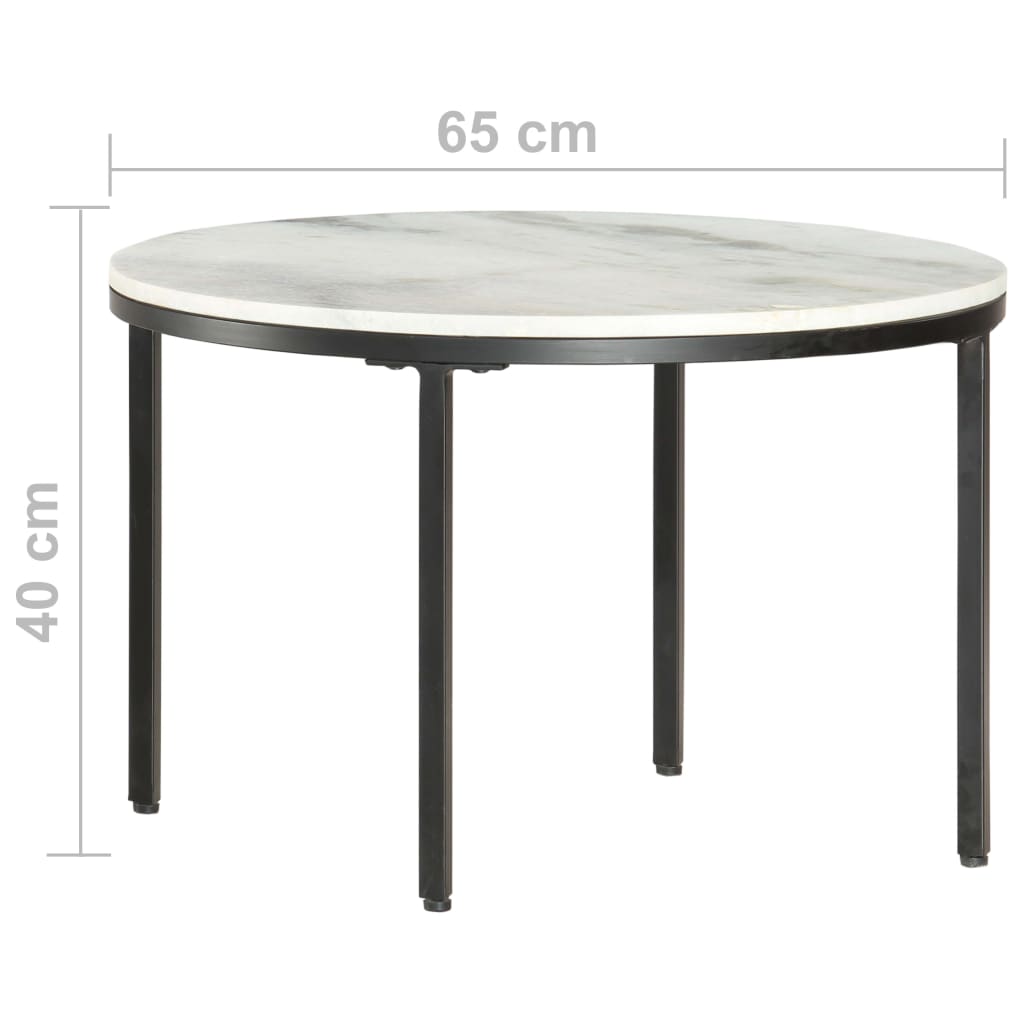 vidaXL Salontafel Ø50 cm echt massief marmer wit en zwart