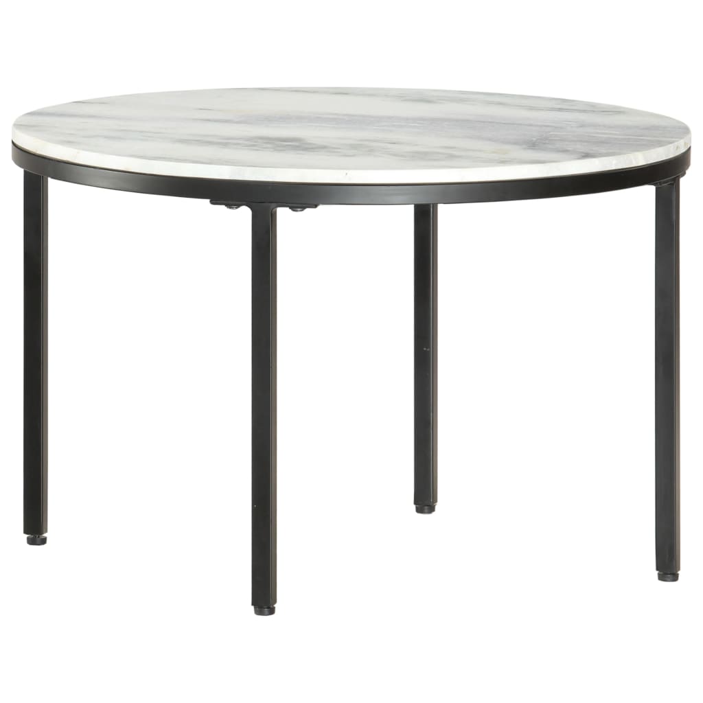 vidaXL Salontafel Ø50 cm echt massief marmer wit en zwart