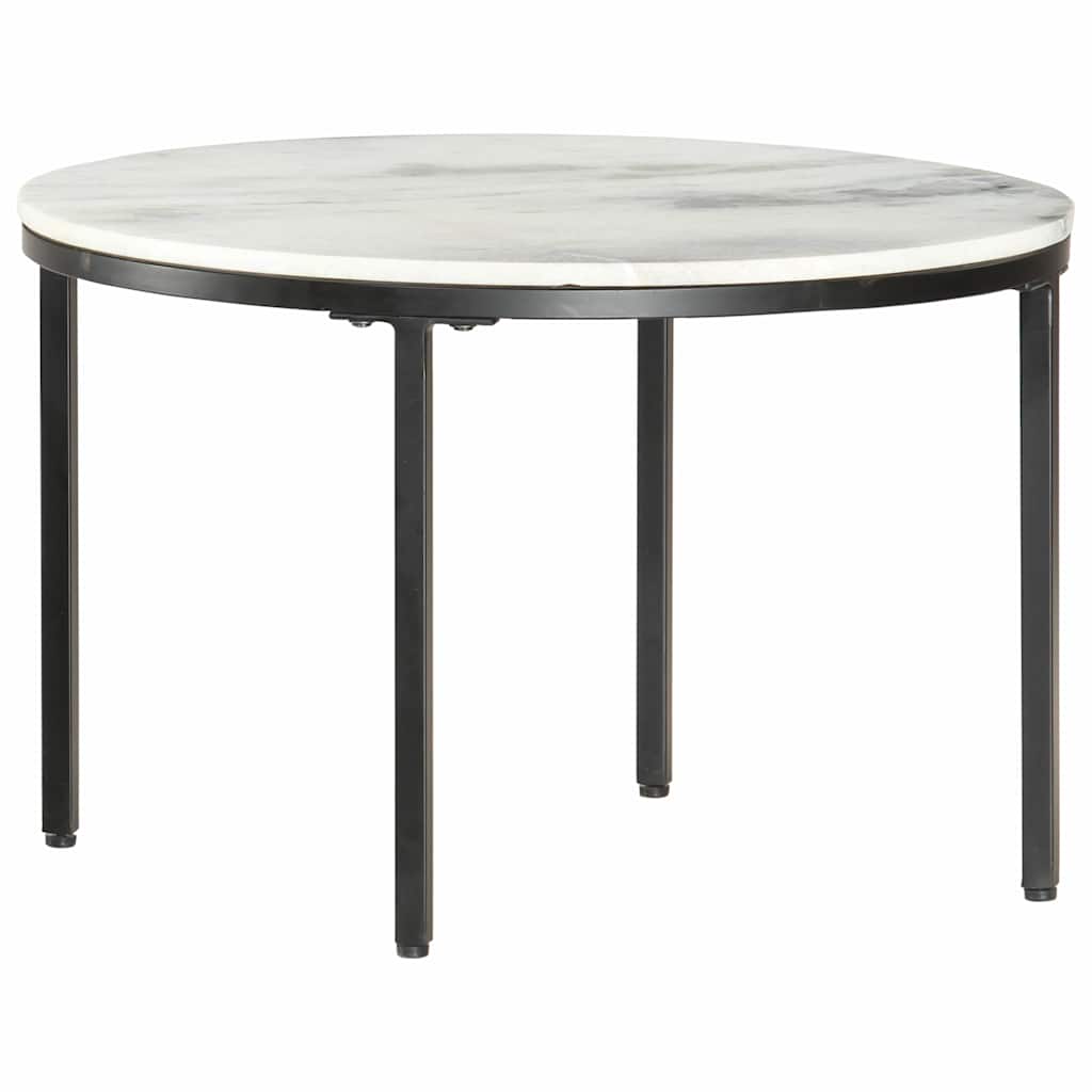 vidaXL Salontafel Ø50 cm echt massief marmer wit en zwart