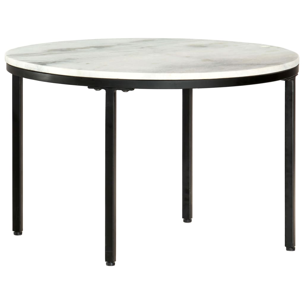 vidaXL Salontafel Ø50 cm echt massief marmer wit en zwart