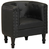 vidaXL Tub Chair Real Leather Black