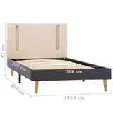 vidaXL Bedframe met LED stof crèmekleurig en donkergrijs 100x200 cm