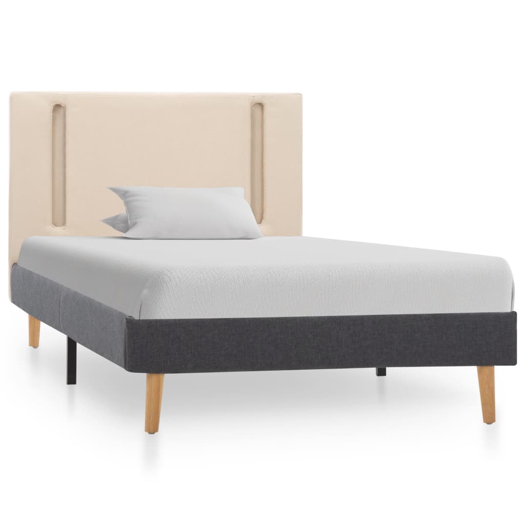 vidaXL Bedframe met LED stof crèmekleurig en donkergrijs 100x200 cm
