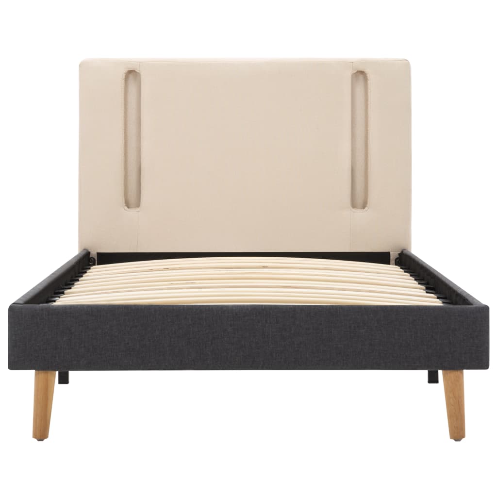 vidaXL Bedframe met LED stof crèmekleurig en donkergrijs 100x200 cm