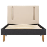 vidaXL Bedframe met LED stof crèmekleurig en donkergrijs 100x200 cm