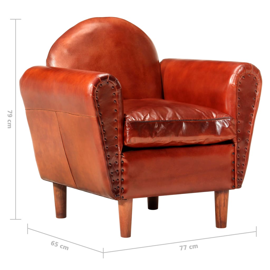 vidaXL Kuipstoel 77x65x79 cm echt leer bruin