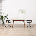 vidaXL Dining Chair Swivel Curved Wood and Faux Leather Black