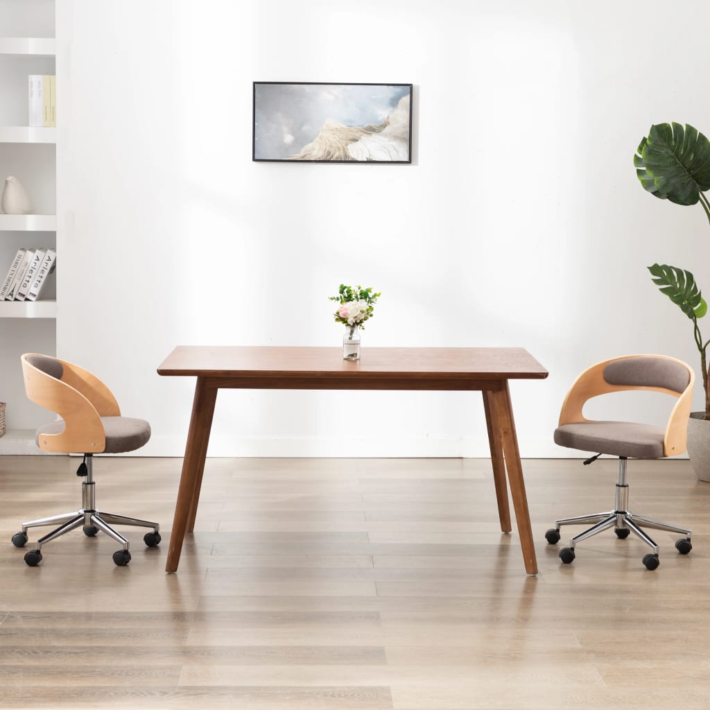 vidaXL Eetkamerstoel draaibaar gebogen hout en kunstleer crème