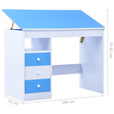 vidaXL Kindertekentafel/-bureau kantelbaar blauw en wit