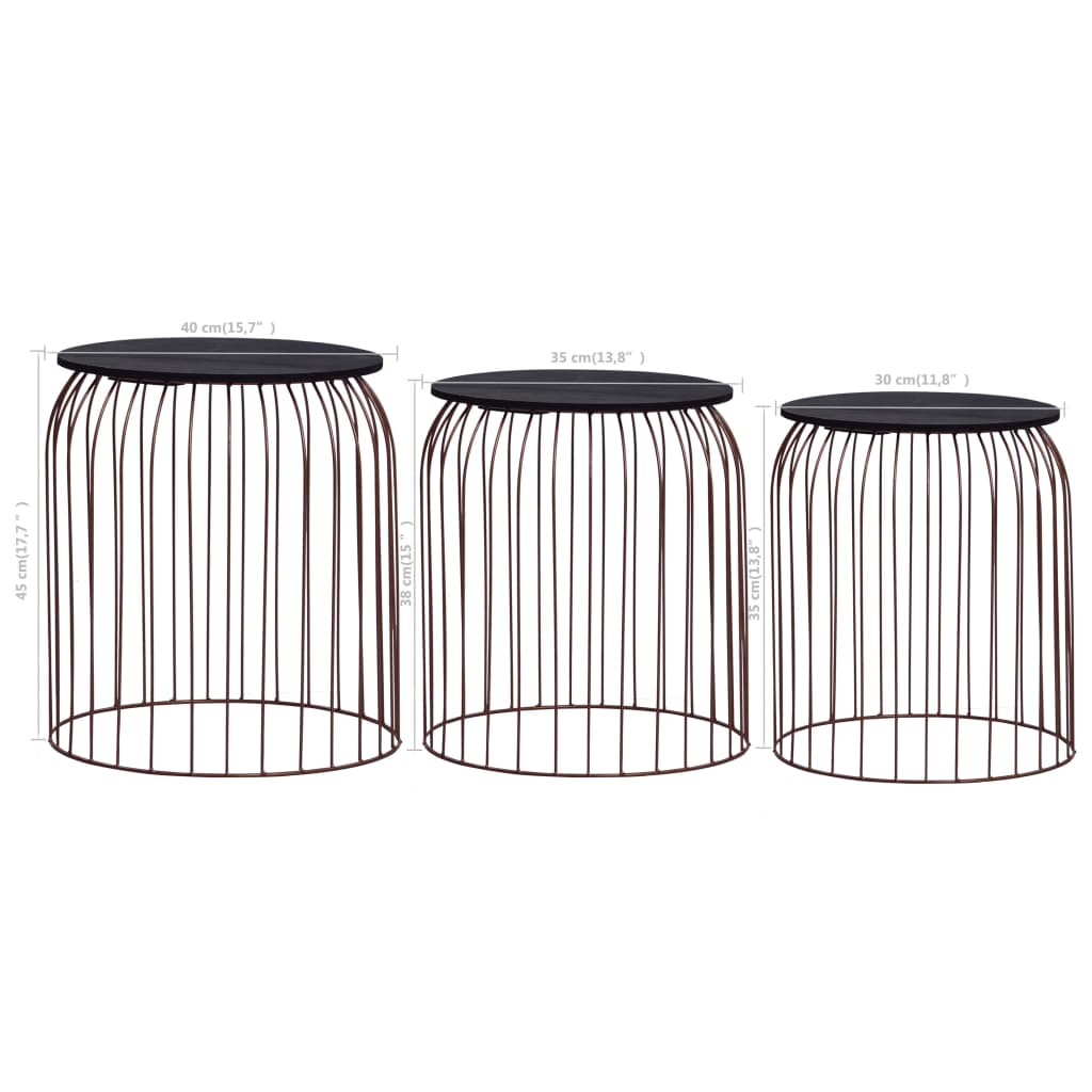 vidaXL Coffee Tables 3 pcs copper-coloured