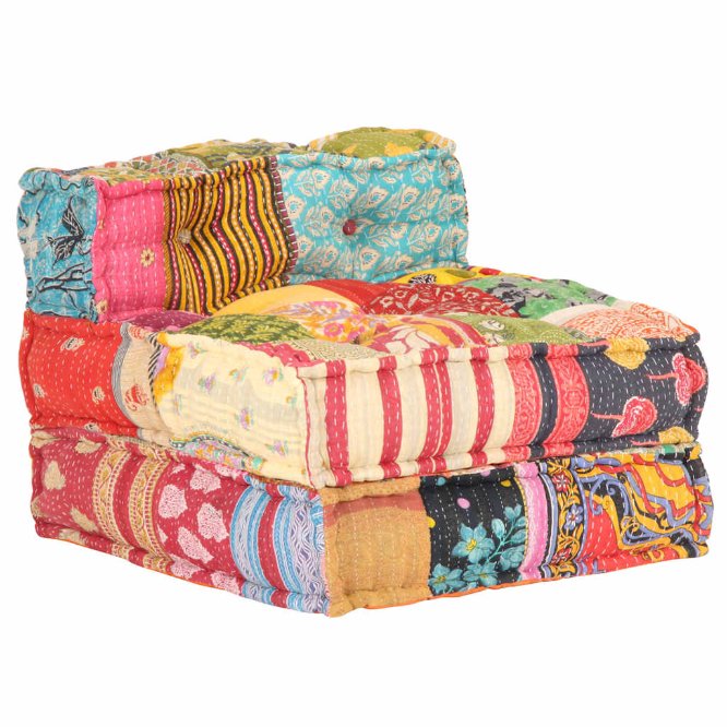 vidaXL Two-Seater Modular Patchwork Fabric Pouf