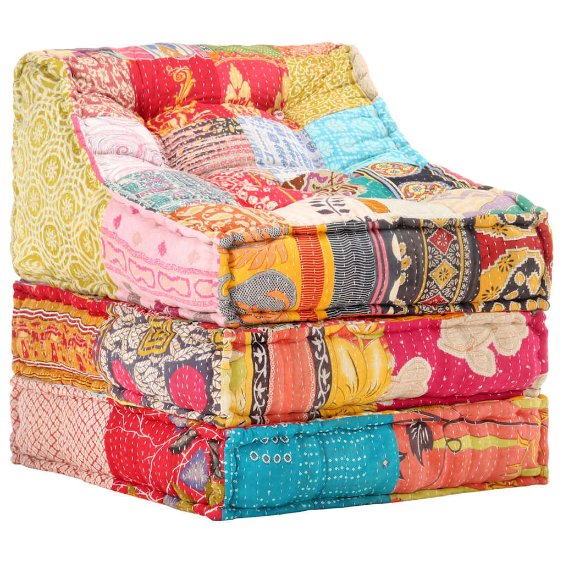 vidaXL Two-Seater Modular Patchwork Fabric Pouf
