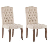 vidaXL Eetkamerstoelen 2 st linnen-look stof beige