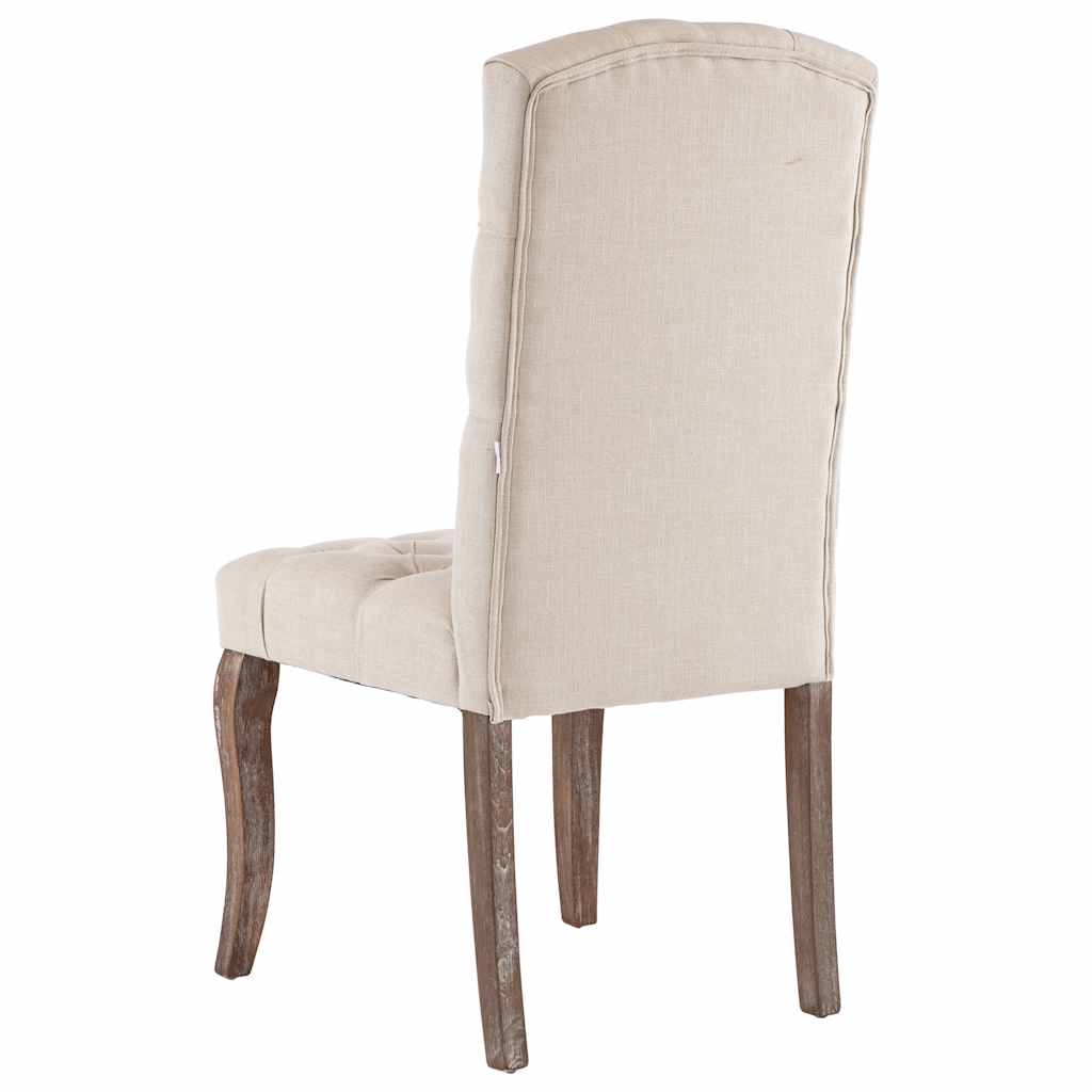 vidaXL Eetkamerstoelen 2 st linnen-look stof beige
