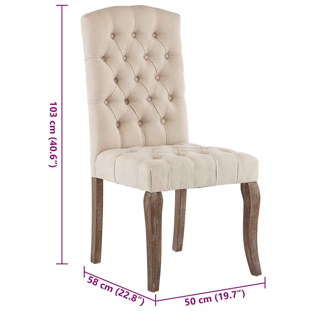 vidaXL Eetkamerstoelen 2 st linnen-look stof beige