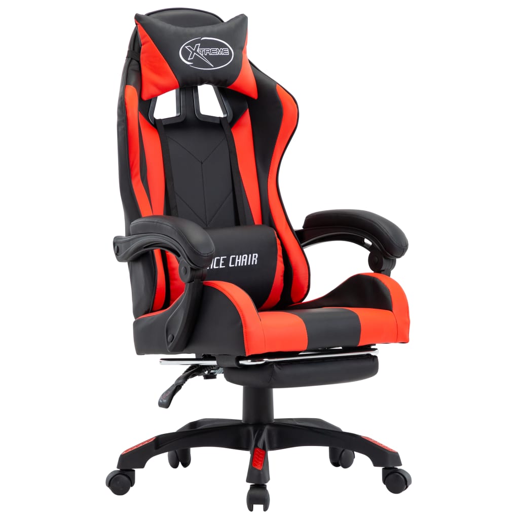vidaXL Racestoel met voetensteun kunstleer blauw en zwart