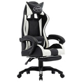vidaXL Racestoel met voetensteun kunstleer blauw en zwart