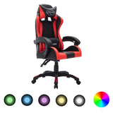 vidaXL Racestoel met RGB LED-verlichting kunstleer blauw en zwart