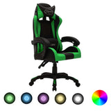 vidaXL Racestoel met RGB LED-verlichting kunstleer blauw en zwart