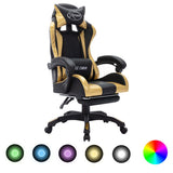 vidaXL Racestoel met RGB LED-verlichting kunstleer blauw en zwart