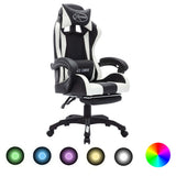 vidaXL Racestoel met RGB LED-verlichting kunstleer blauw en zwart