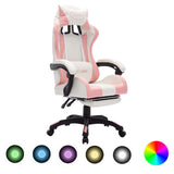 vidaXL Racestoel met RGB LED-verlichting kunstleer blauw en zwart