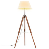 vidaXL Tripod Floor Lamp 141 cm Solid Teak Honey Brown and White
