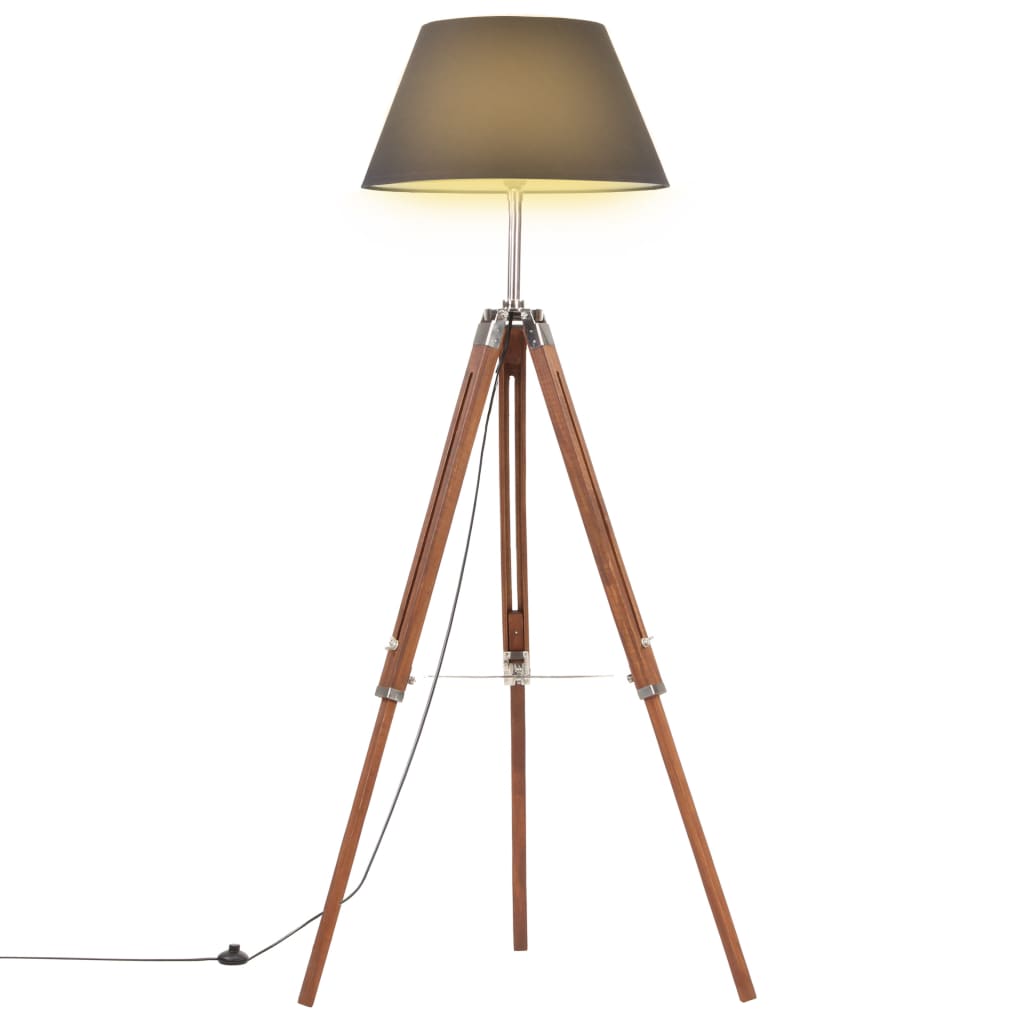 vidaXL Tripod Floor Lamp 141 cm Solid Teak Honey Brown and White