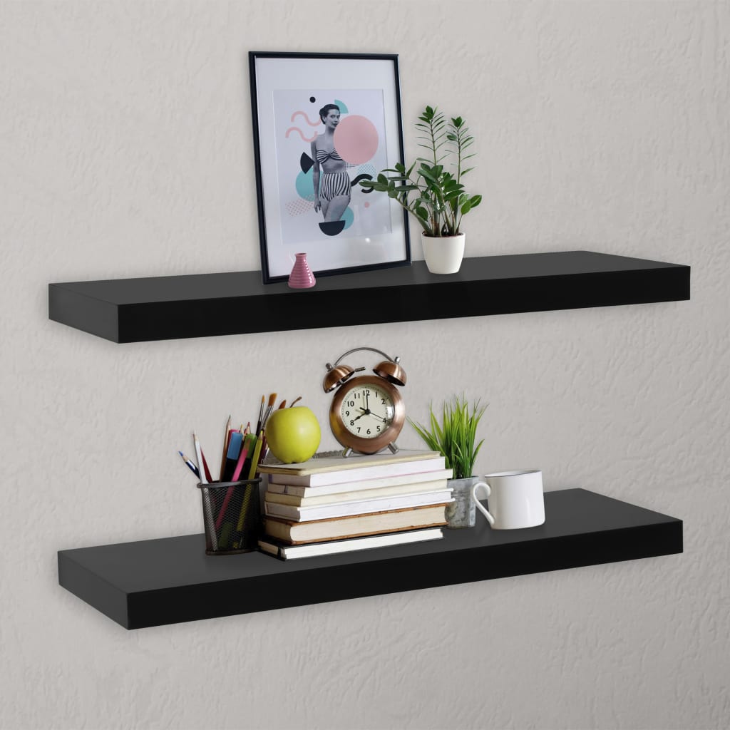 vidaXL Wandplanken zwevend 2 st 40x20x3,8 cm zwart