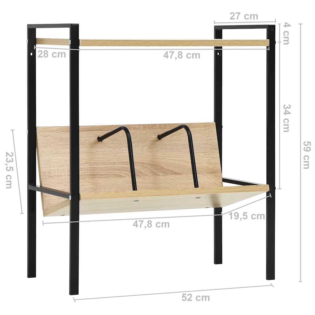 vidaXL Bookcase with 2 shelves 52x28x59 cm engineered wood black