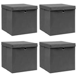 vidaXL Storage Boxes with Lid 4 pcs 32x32x32 cm Fabric Black