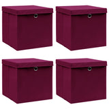 vidaXL Storage Boxes with Lid 4 pcs 32x32x32 cm Fabric Black