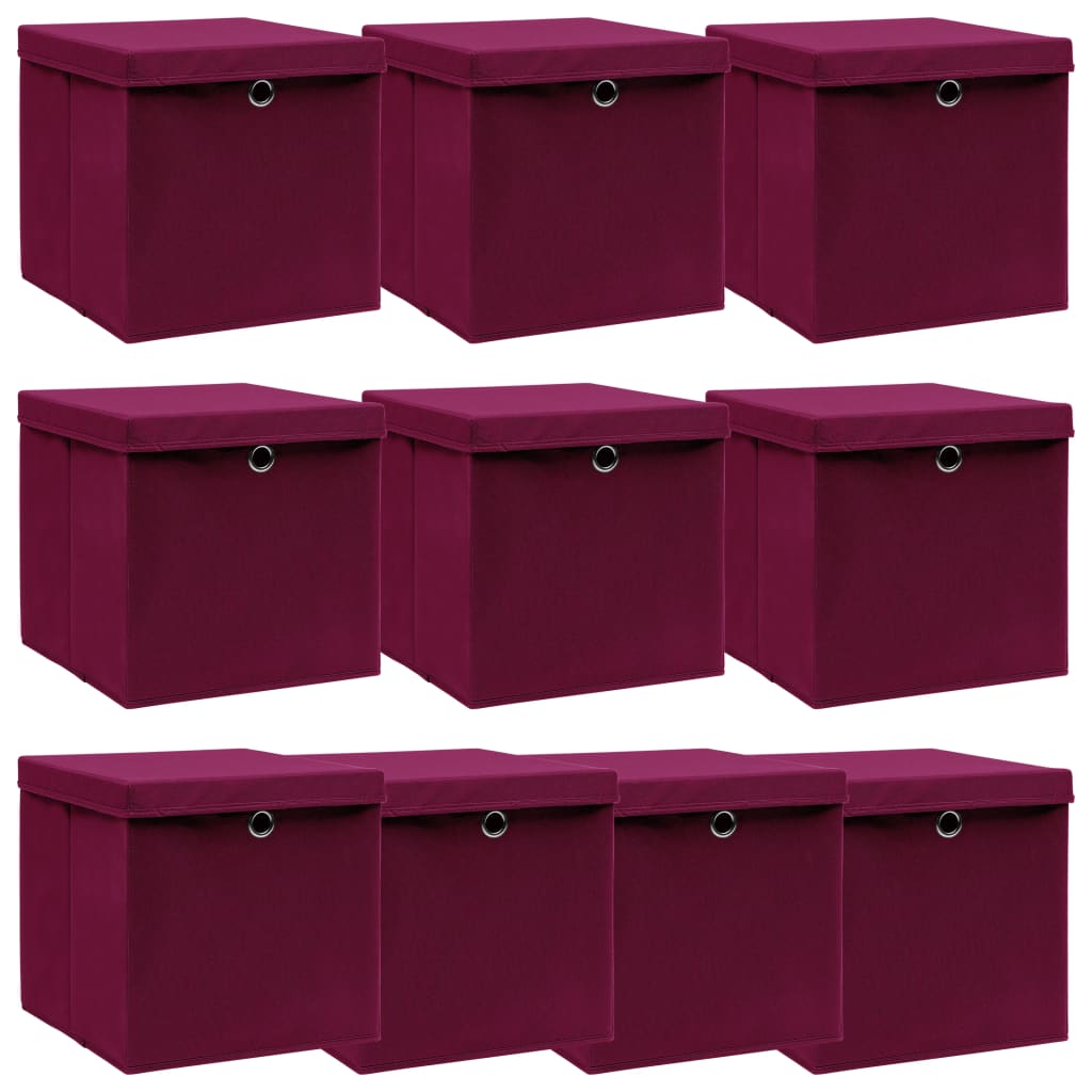 vidaXL Storage Boxes with Lid 4 pcs 32x32x32 cm Fabric Black