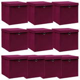 vidaXL Storage Boxes with Lid 4 pcs 32x32x32 cm Fabric Black