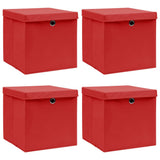 vidaXL Storage Boxes with Lid 4 pcs 32x32x32 cm Fabric Black
