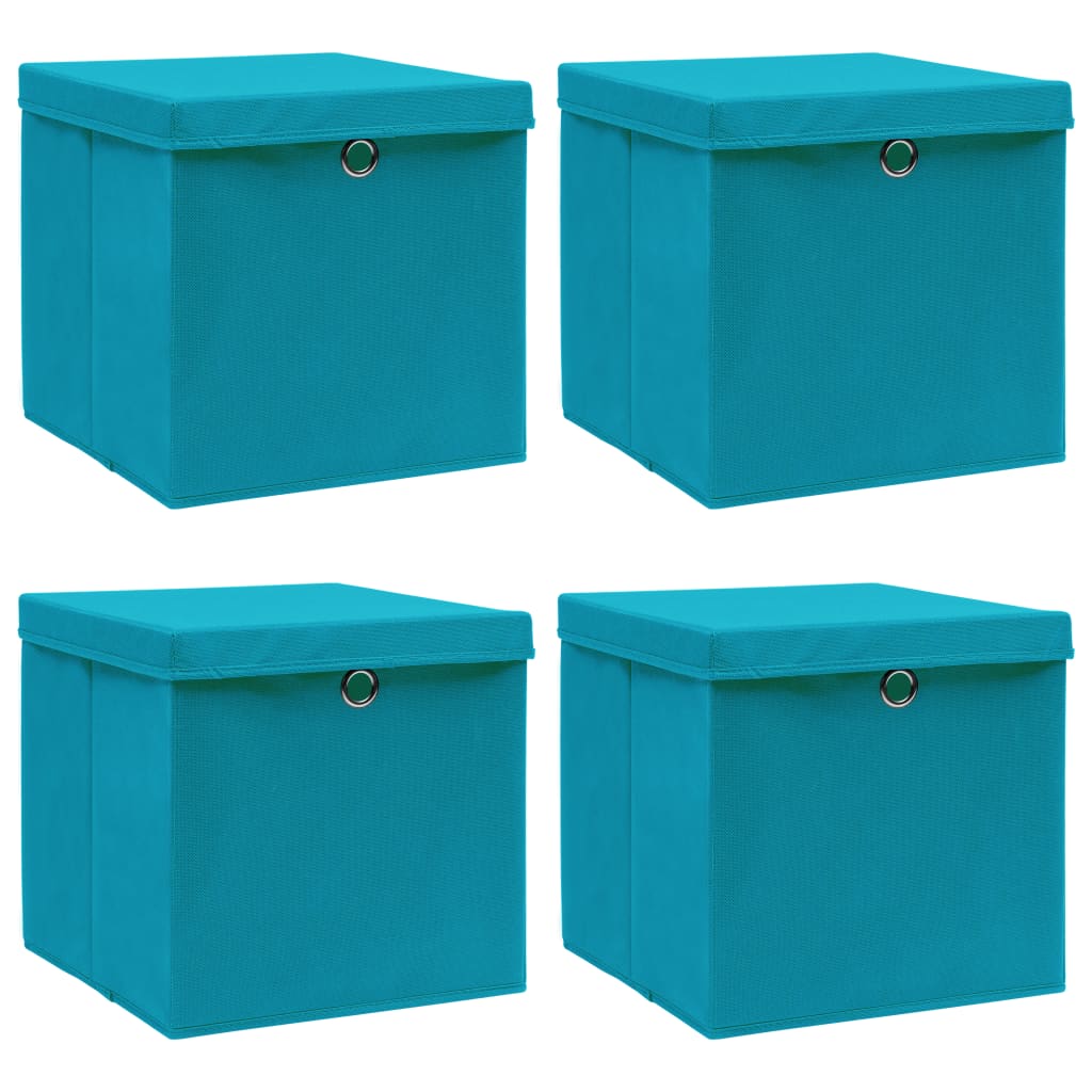 vidaXL Storage Boxes with Lid 4 pcs 32x32x32 cm Fabric Black
