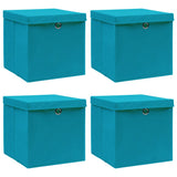 vidaXL Storage Boxes with Lid 4 pcs 32x32x32 cm Fabric Black