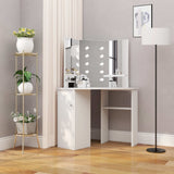 vidaXL Corner Dressing Table with LED Lighting White