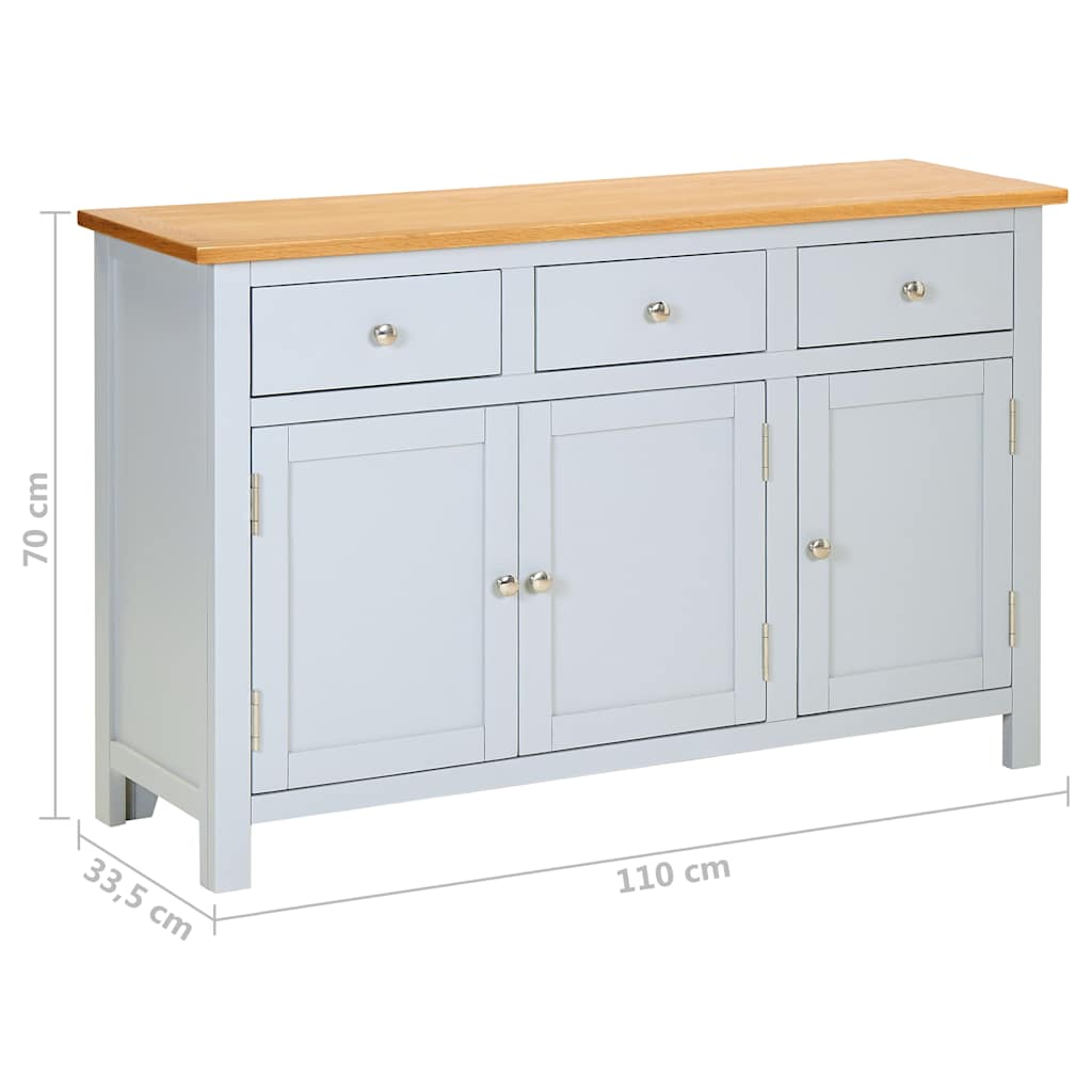 vidaXL Dressoir 110x33,5x70 cm massief eikenhout