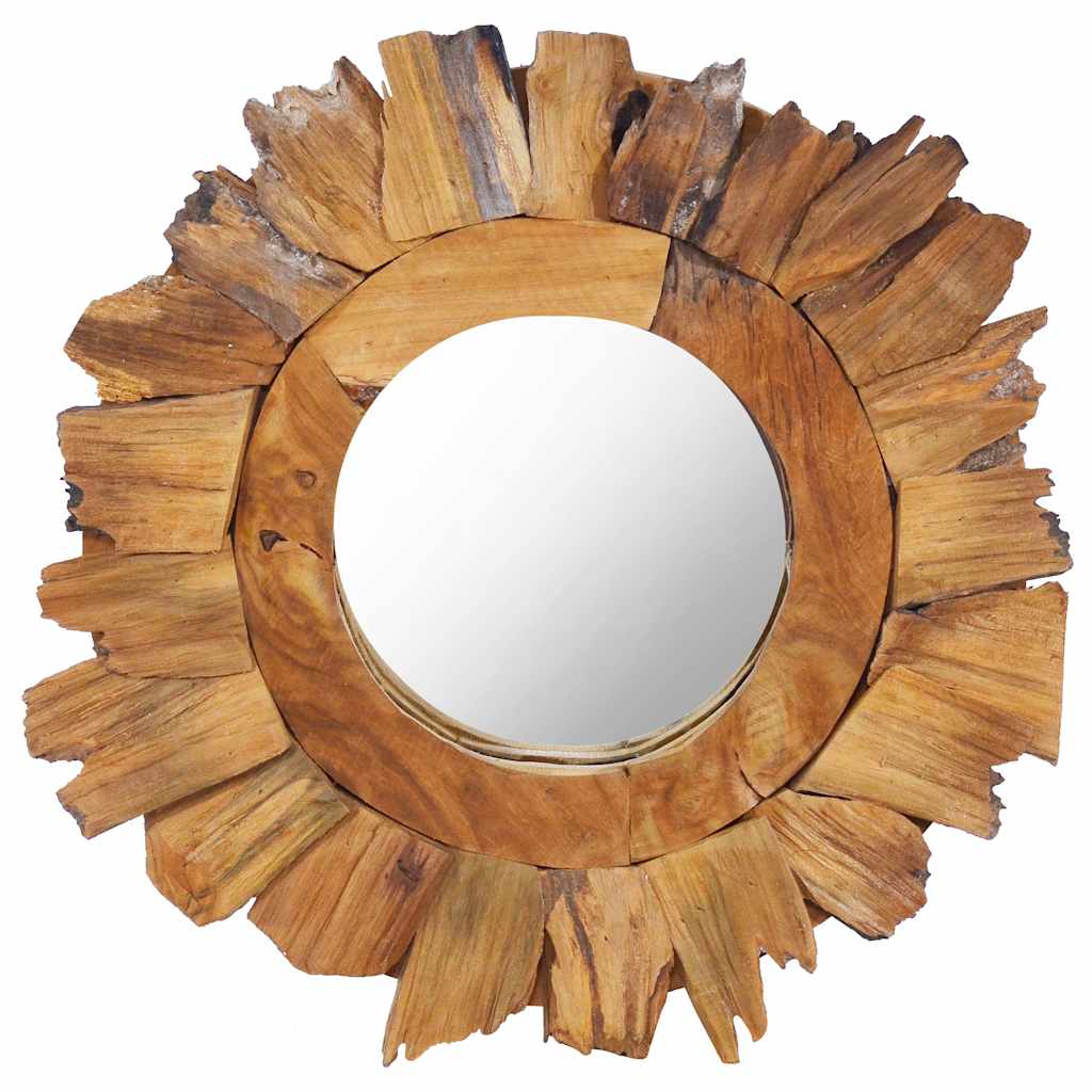 vidaXL Wall Mirror round 40 cm teak