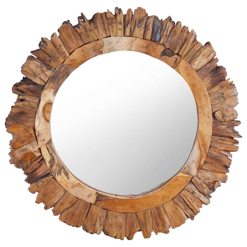 vidaXL Wall Mirror round 40 cm teak