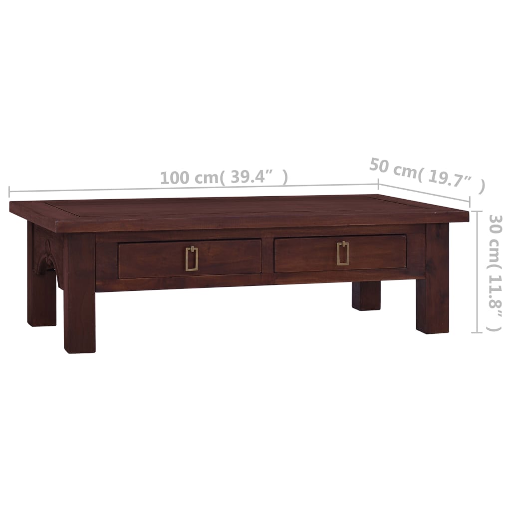 vidaXL Coffee Table 100x50x30 cm Solid Mahogany Wood Classic Brown
