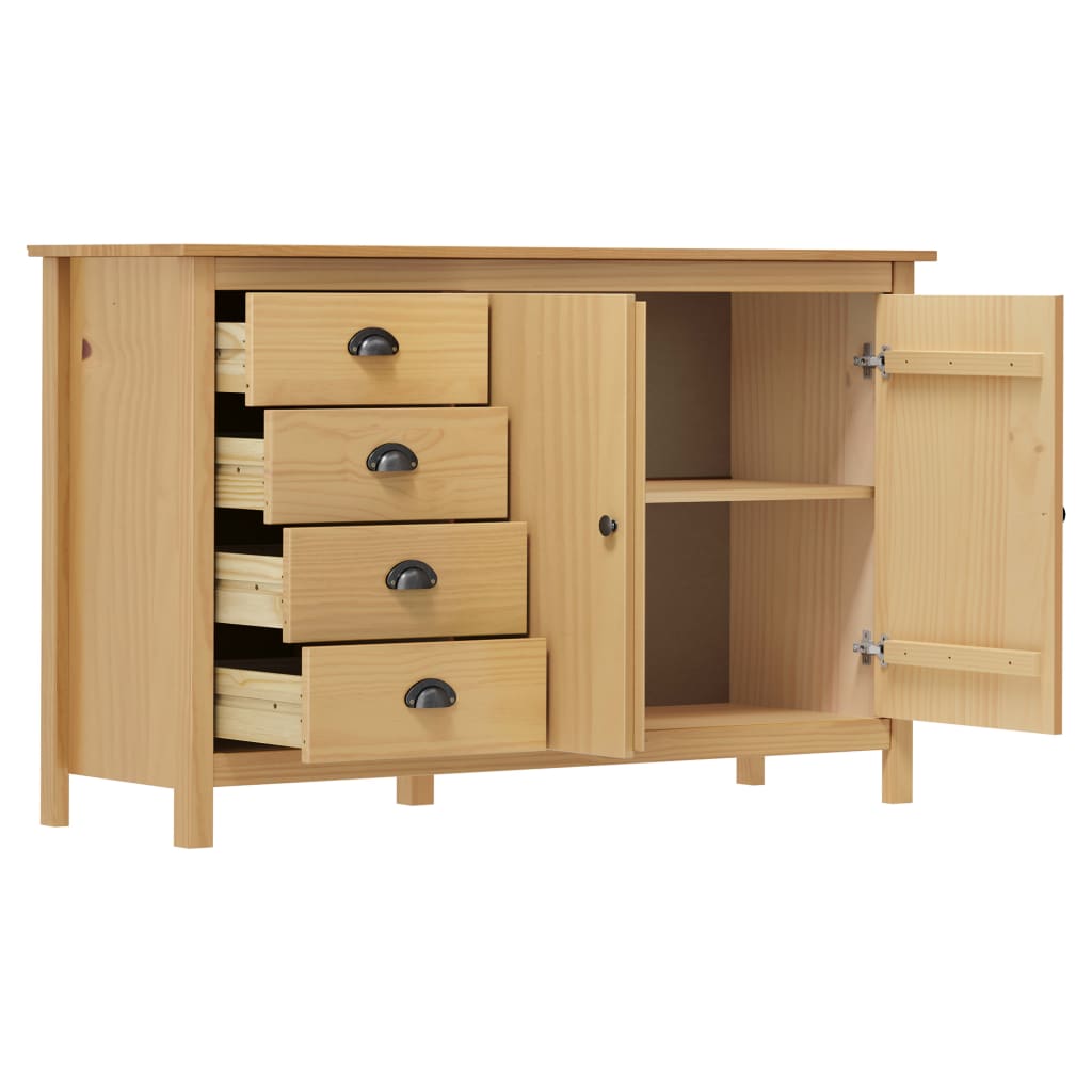 vidaXL Dressoir Hill 130x40x80 cm massief grenenhout honingbruin