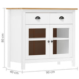 vidaXL Sideboard Hill Range 90x40x80 cm Solid Pine Wood Grey