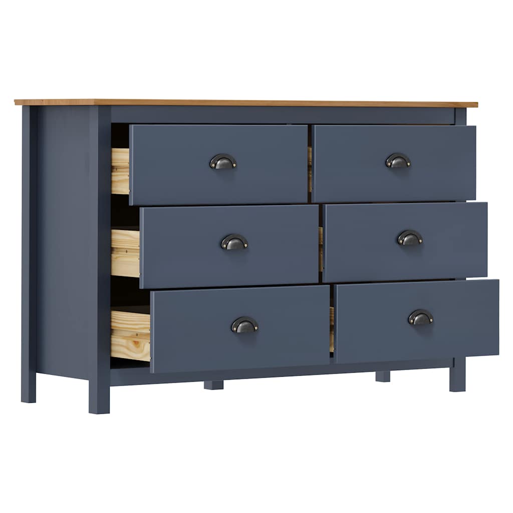 vidaXL Dressoir Hill 125x40x80 cm massief grenenhout grijs