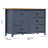 vidaXL Dressoir Hill 125x40x80 cm massief grenenhout grijs