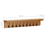 vidaXL Coat Rack 60x16x16 cm Solid Oak Wood