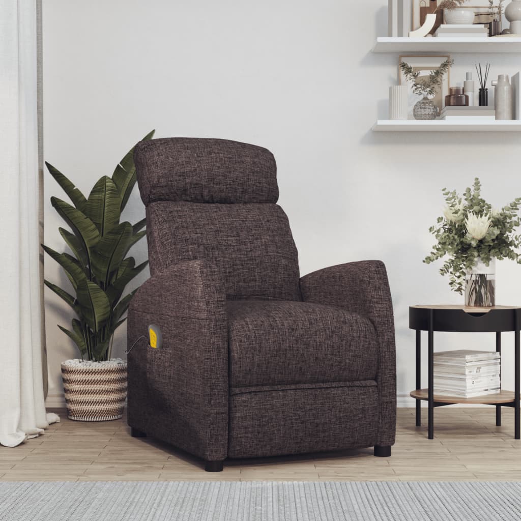 vidaXL Massagestoel stof donkerbruin