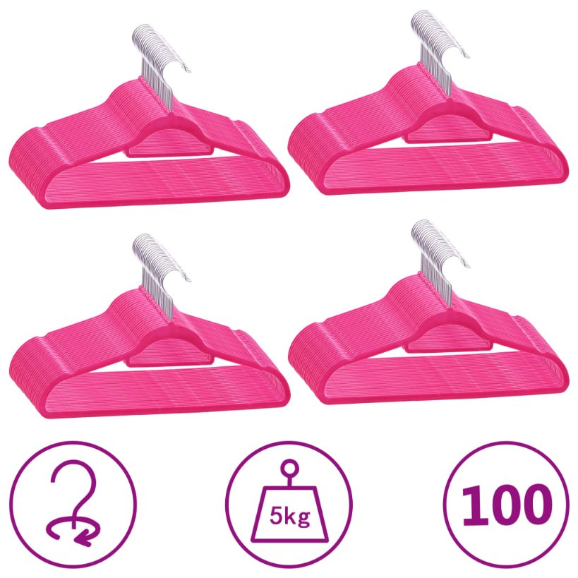 vidaXL 20-piece Non-Slip Velvet Clothes Hanger Set Grey