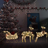 vidaXL Kerstdecoratie rendieren en slee 60 LED's goudkleurig